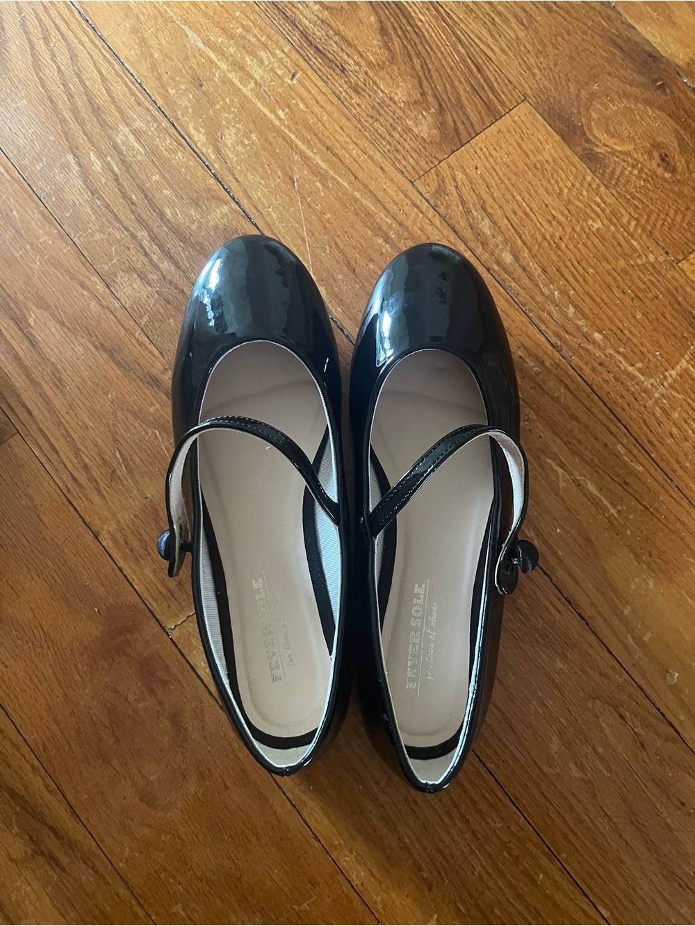 Patent Black Mary Jane Flats with Strap